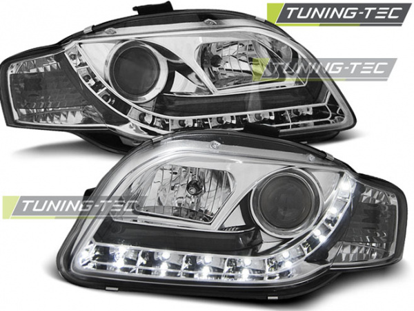 LED Tagfahrlicht Design Scheinwerfer für Audi A4 B7 05-08 chrom